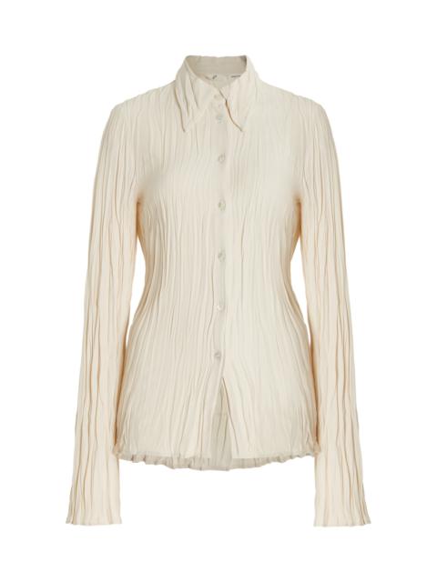 Maisie Plissé Crepe Shirt white
