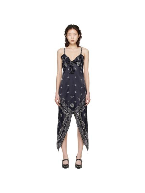 Black Handkerchief Midi Dress