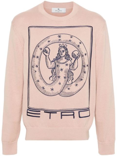 motif-embroidered cotton jumper