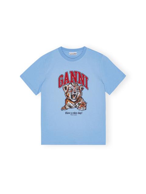 BLUE BASIC JERSEY TIGER RELAXED T-SHIRT