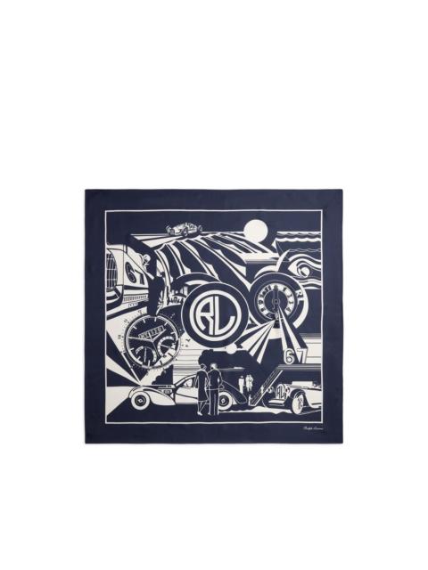 graphic-print silk scarf