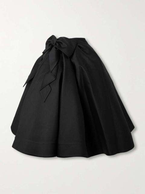 Bow-embellished wool and silk-blend twill midi skirt Black