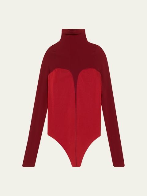 Corset-Effect Long-Sleeve Bodysuit