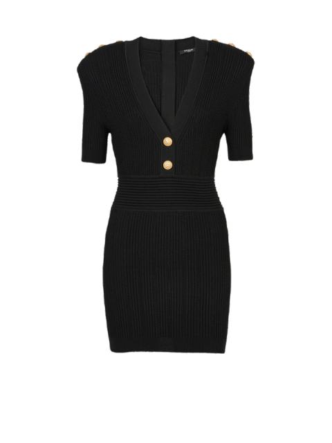 Balmain Short eco-designed knit dress - XF1R6030KB390PA | REVERSIBLE