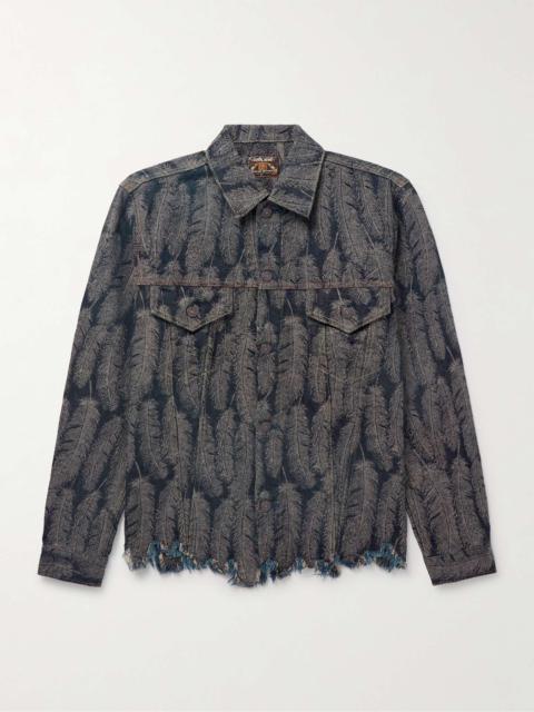 Magpie Distressed Denim-Jacquard Jacket