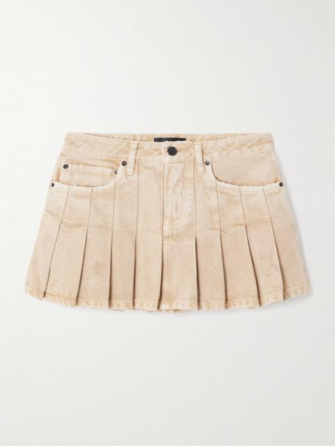 Pleated Denim Mini Skirt