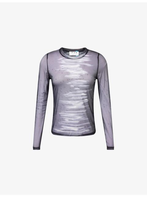 Betta Embellished Mesh Woven Top