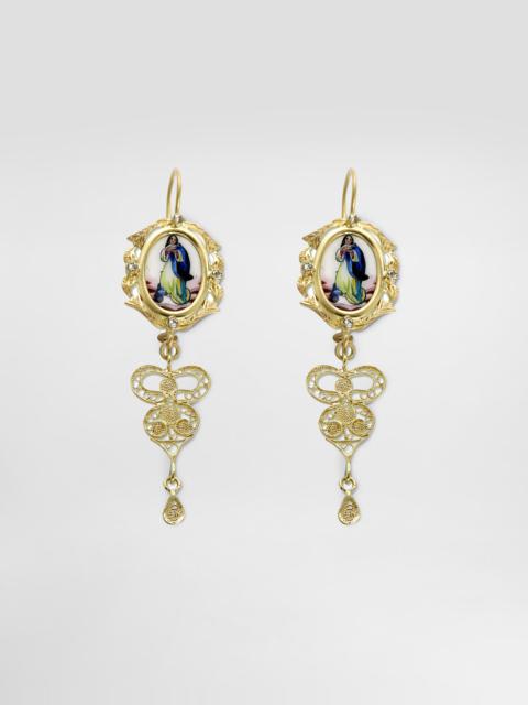 Sicily Earrings 18-carat yellow gold and colorless sapphires