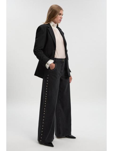 Denim Studded Wide Leg Trouser