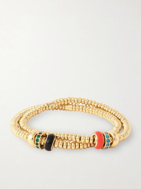 Corduroy Set Of Two Gold-tone Beaded Bracelets