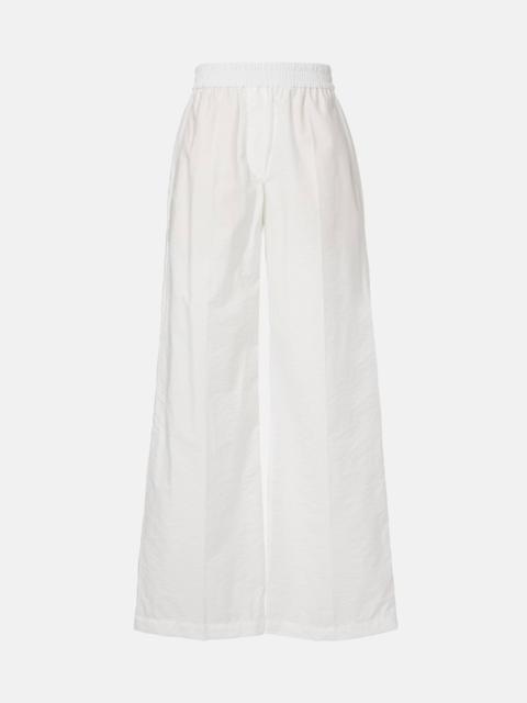 Cotton-blend wide-leg pants