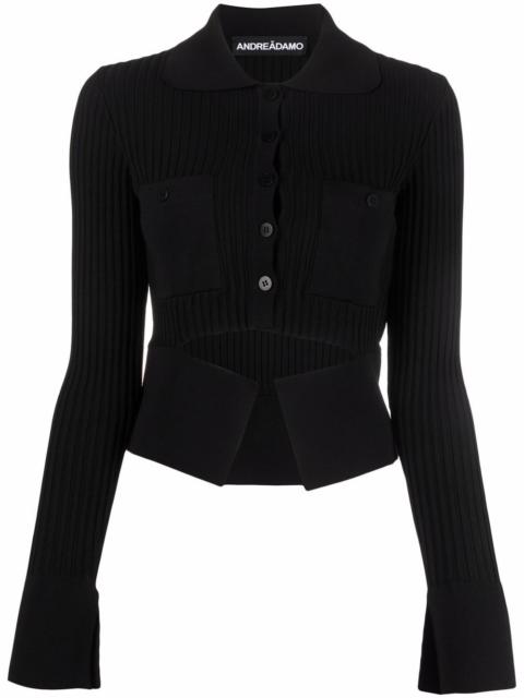 ribbed buttoned-up knitted top