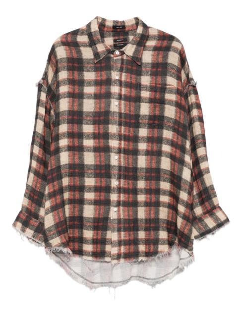 frayed plaid-check shirt