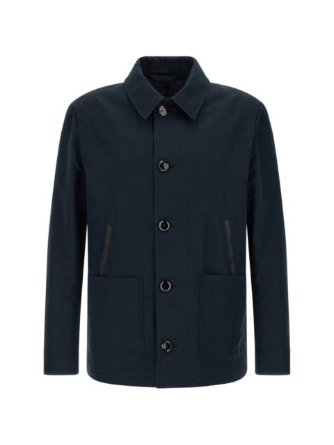 button leather pocket jacket