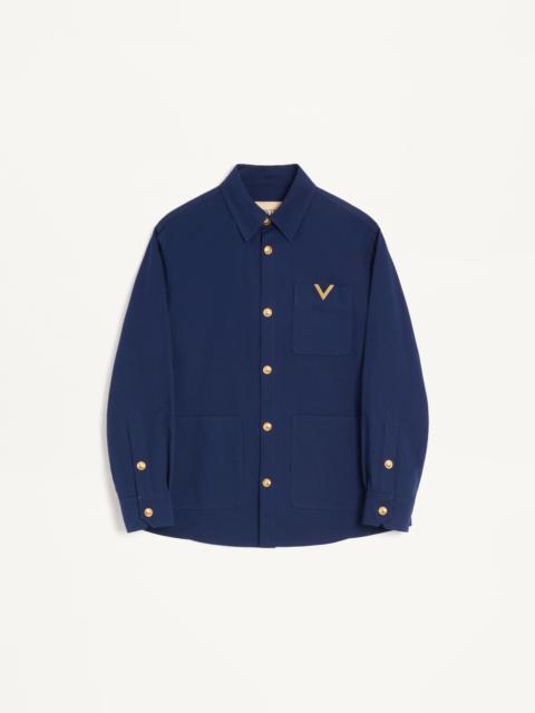 VALENTINO COTTON GABARDINE SHIRT JACKET WITH VGOLD
