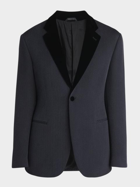 Men's Velvet-Lapel Textured Dinner Jacket