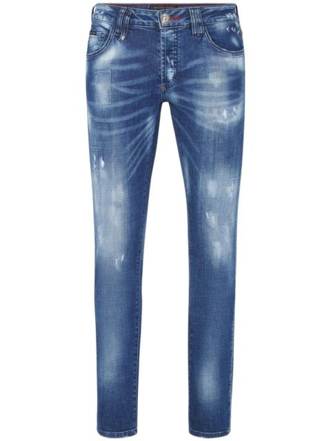 distressed straight-leg jeans