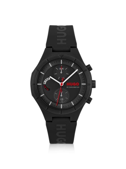 BLACK WATCH WITH SILICONE LOGO STRAP