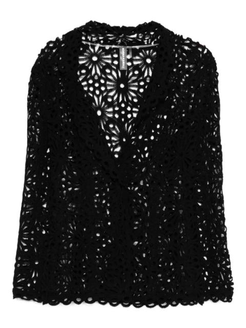 floral-motif single-breasted jacket