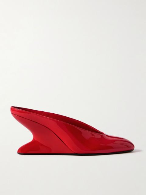 Patent-leather wedge mules Red