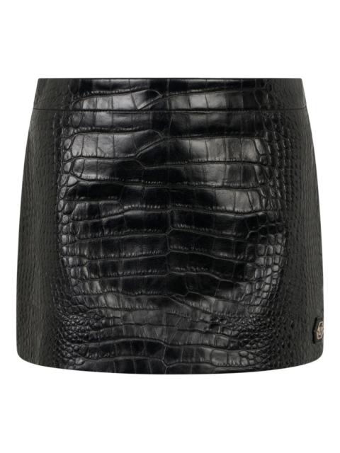 logo-plaque croco-print mini skirt