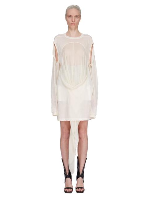 Drain T paneled cotton-jersey and crepe de chine top Off-white