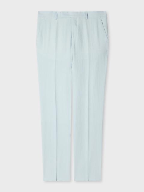 Tapered-Fit Light Blue Linen Trousers