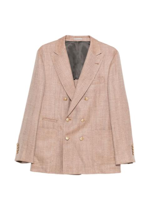 herringbone double-breasted jacket