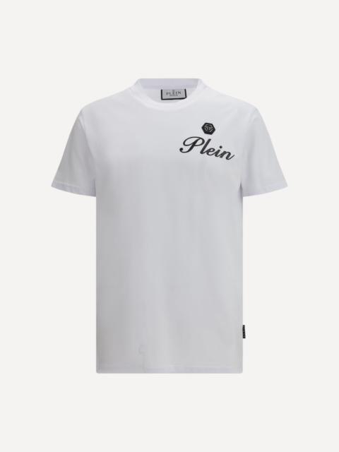 Round neck T-shirt embossed signature