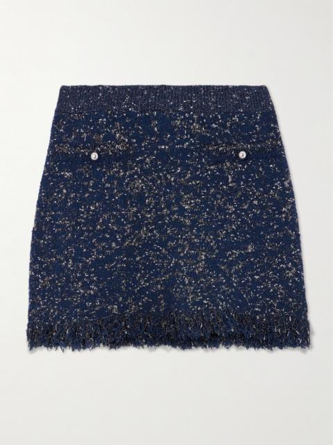 Frayed Metallic Bouclé Mini Skirt