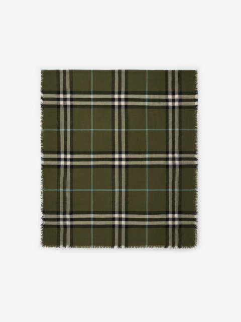 Wide Check Wool Scarf