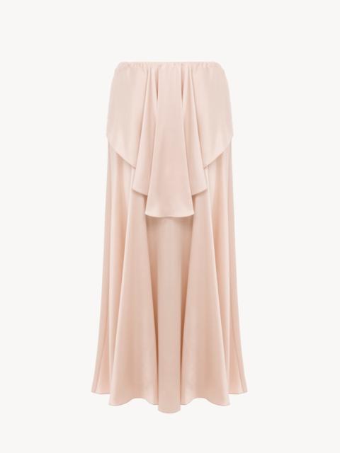 FLUID LAYERED MIDI SKIRT IN WASHED SILK SATIN