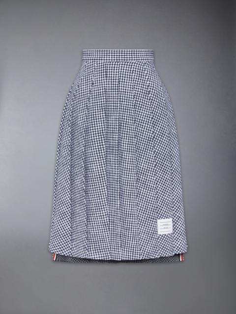 GINGHAM COTTON TWEED PLEATED SKIRT