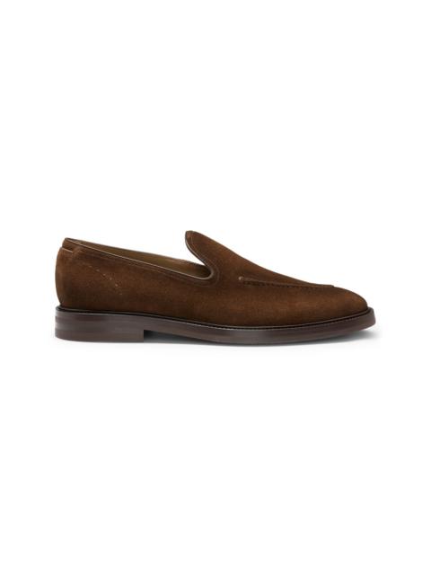 SUEDE LOAFERS WITH LEATHER PIPING