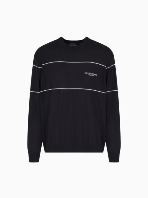 VIRGIN-WOOL JUMPER WITH JACQUARD LOGO