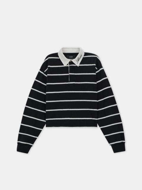 WOMEN'S STRIPED LONG SLEEVE POLO