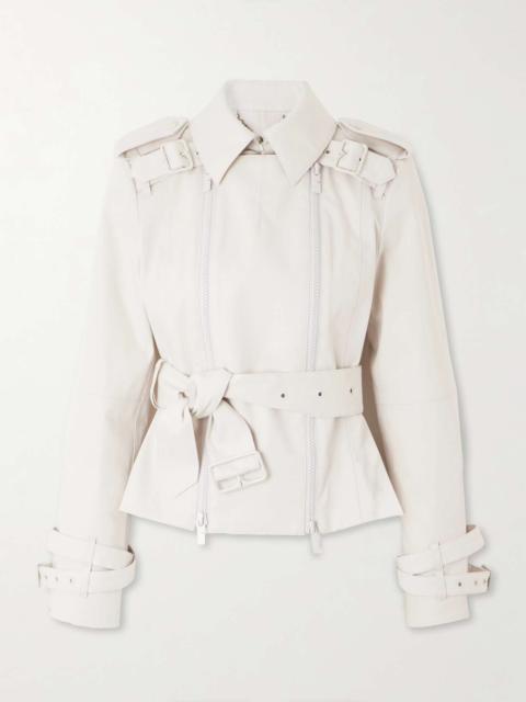 Belted cotton-canvas jacket Light gray
