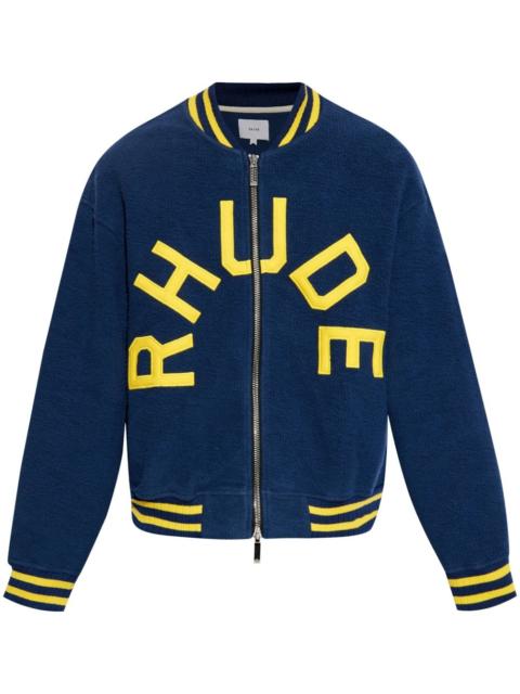 logo-appliquÃ© terry varsity jacket