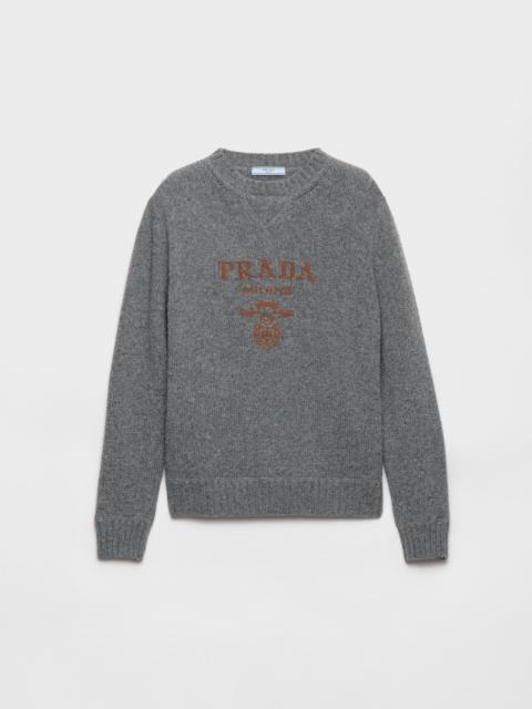 Cashmere and wool Prada logo crew-neck sweater