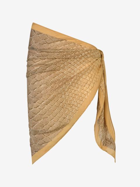 Silk Pareo with Beige and Sand Scale Print