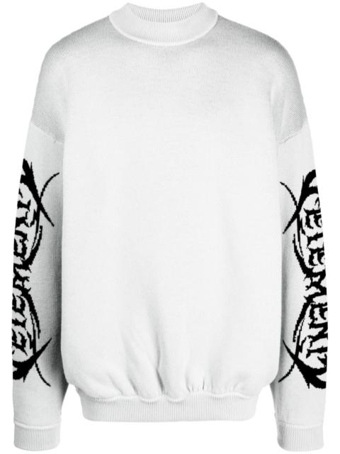 logo-print merino wool jumper