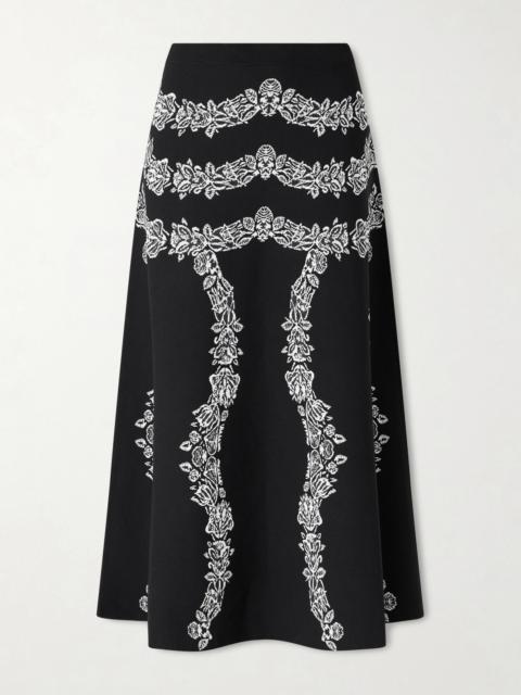 Valencia Floral-jacquard Midi Skirt
