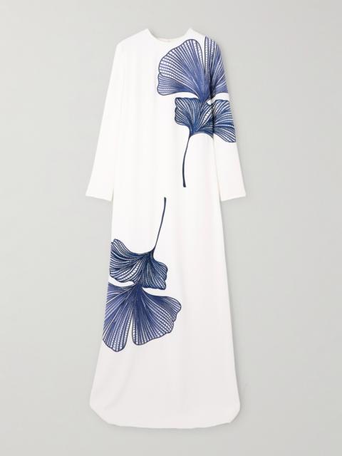 Austie Embroidered Crepe Gown