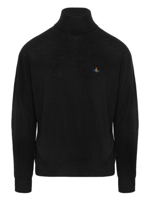 Orb-embellished turtleneck jumper