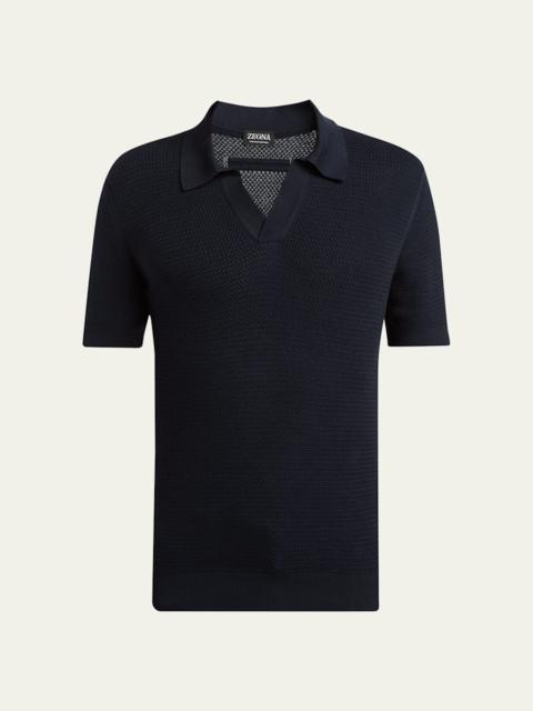 Men's Premium Cotton Knit Johnny Collar Polo Shirt