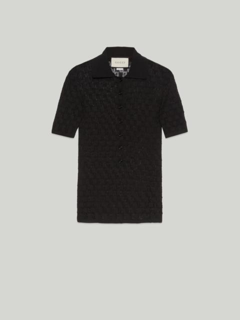 Geometric G cotton and silk polo shirt