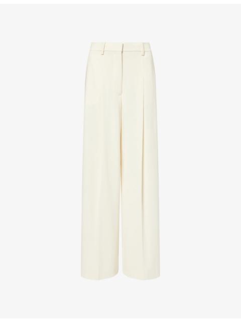 Pleated Wide-Leg Woven Trousers