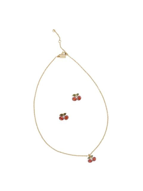 cherry-pendant necklace and earrings set