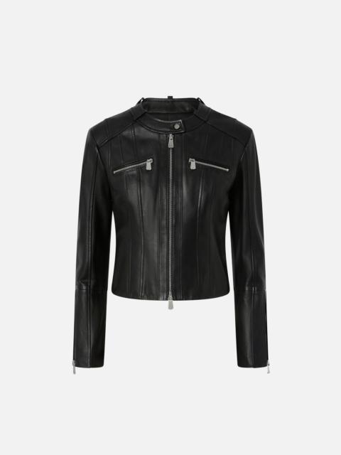 NAPPA LEATHER BIKER JACKET WITH VERTICAL STITCHING