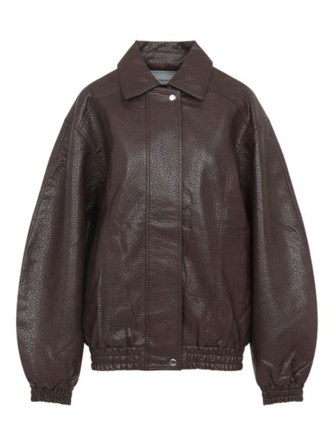 faux-leather bomber jacket